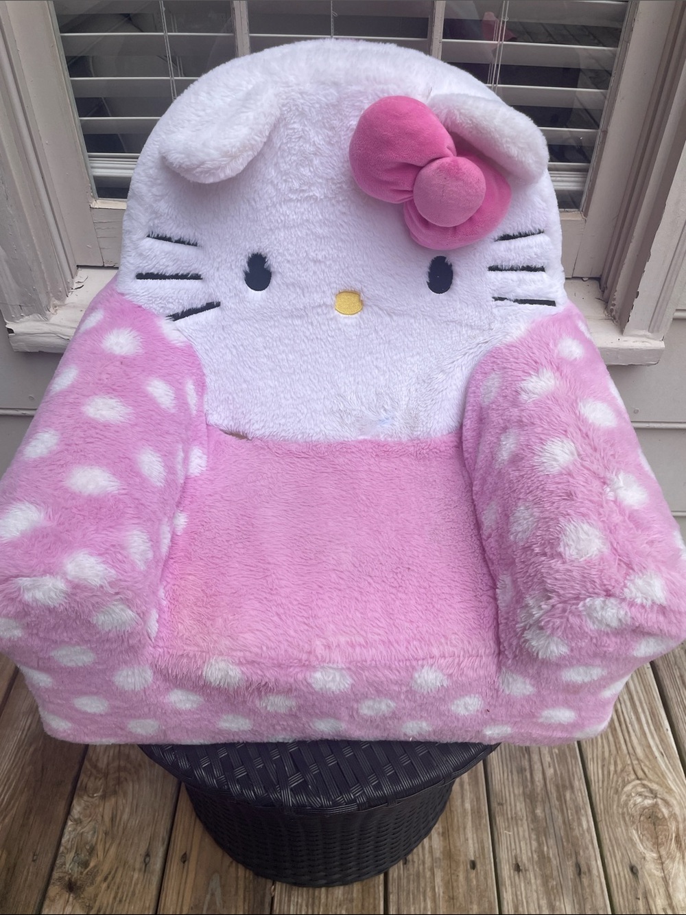 Official Sanrio Hello Kitty Plush Toddler Chair Pink Polka Dot Kids Soft Seat